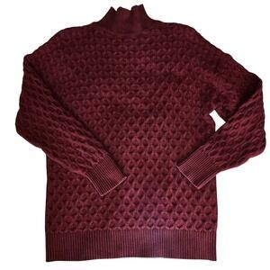 Knox Rose Large Mock Turtleneck Cable Knit Sweater in Burgundy See Photos